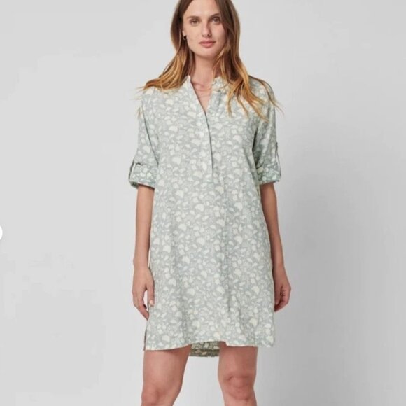 Faherty Penelope Dress Linen Blend Floral Print 3/4 Sleeve Sheath Dress | Size S - Picture 4 of 16